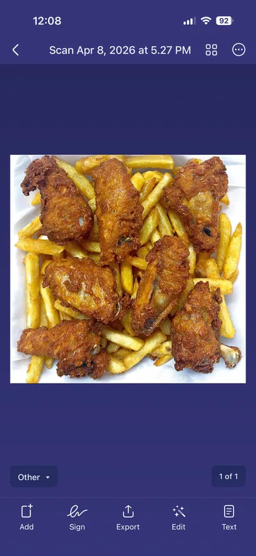 Twelve piece chicken wings dinner
